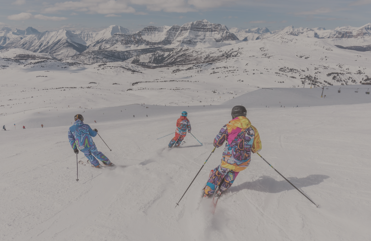 Skiers on snowy mountain slopes in Lebanon